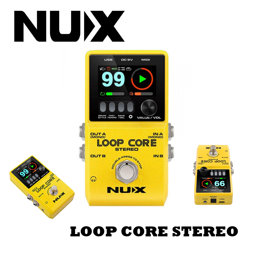 NUX Loop Core Stereo Guitar Looper Pedal, 6 hours recording time,Stereo Audio, MIDI Control, Cab Simulation for Output to Mixer.